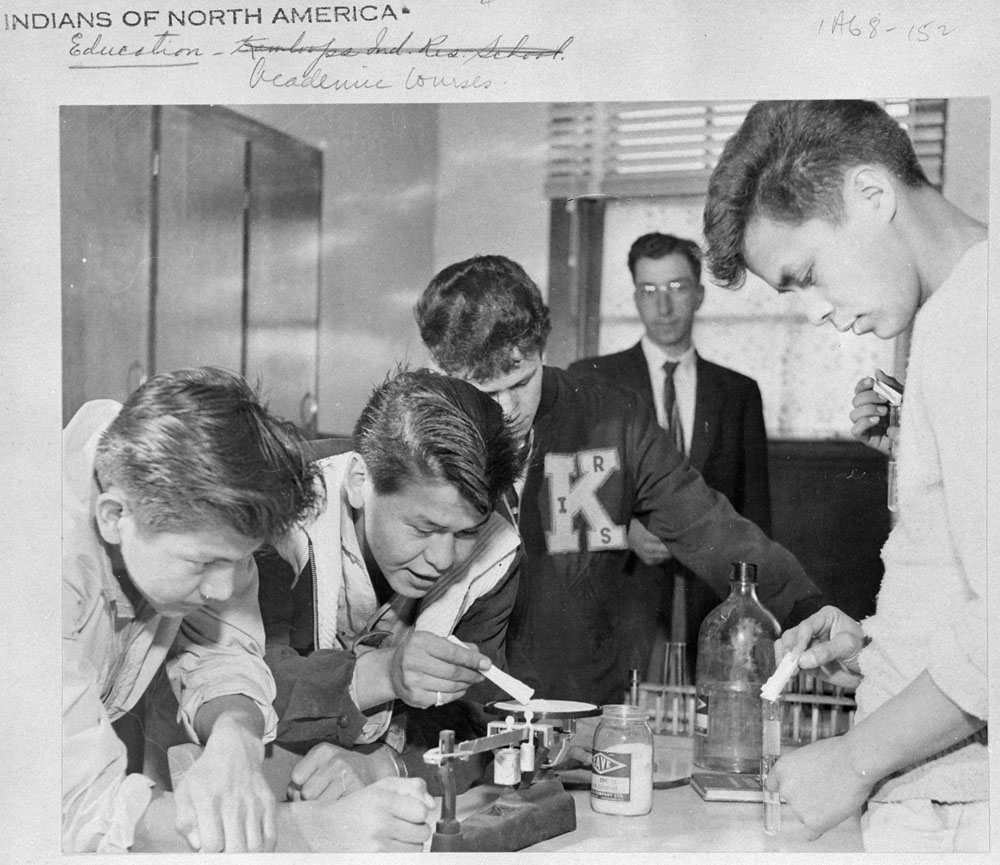Kamloops Indian Residential School, chemistry class, ca. 1959