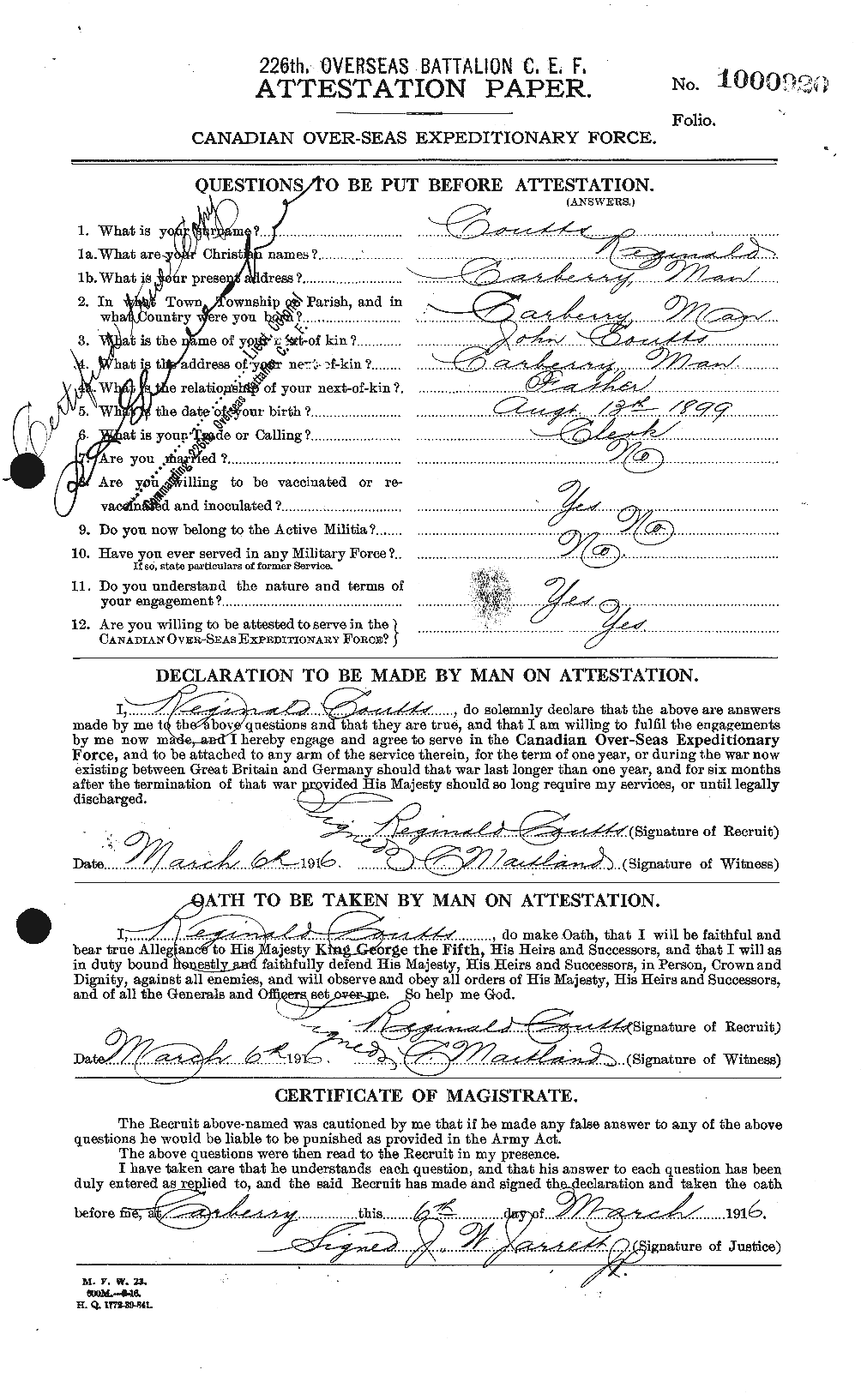 Soldiers of the First World War – CEF 057706a