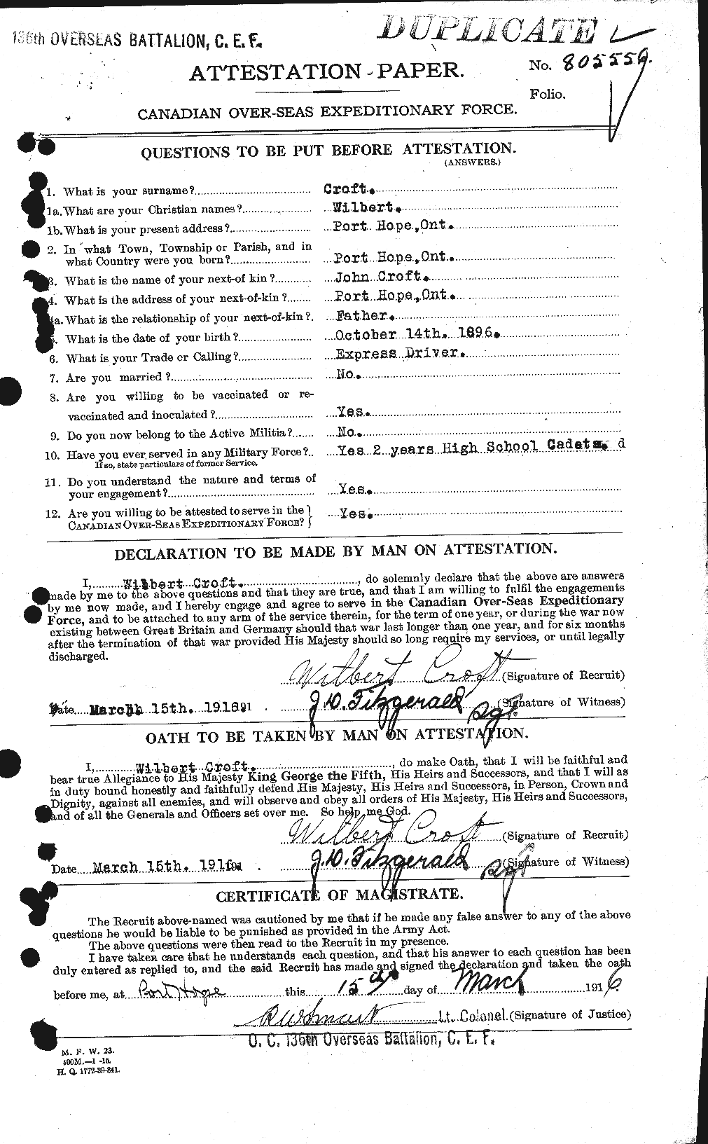 Soldiers of the First World War – CEF 064239a