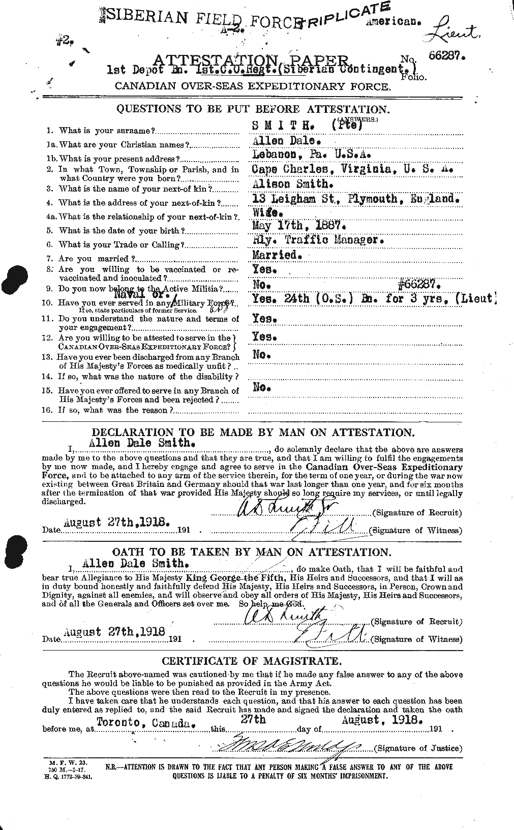 Soldiers of the First World War – CEF 102790a