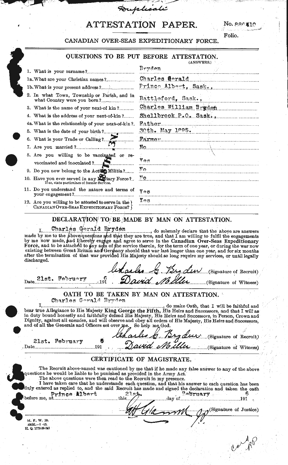 Soldiers of the First World War – CEF 268788a