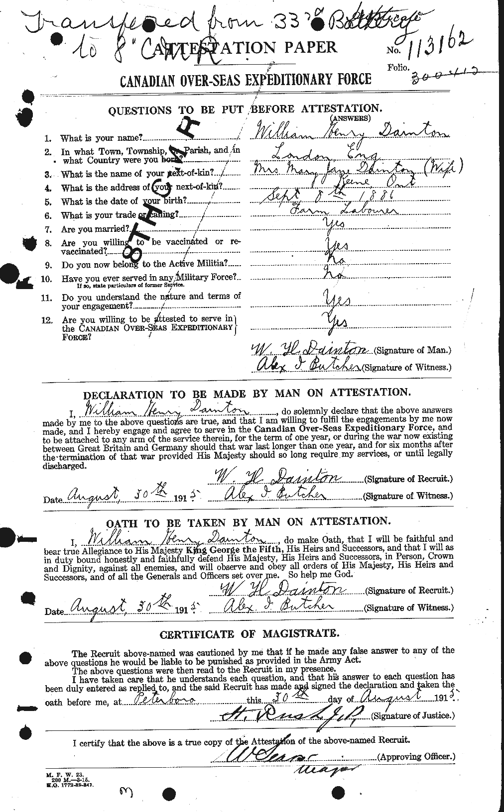 Soldiers of the First World War – CEF 281289a