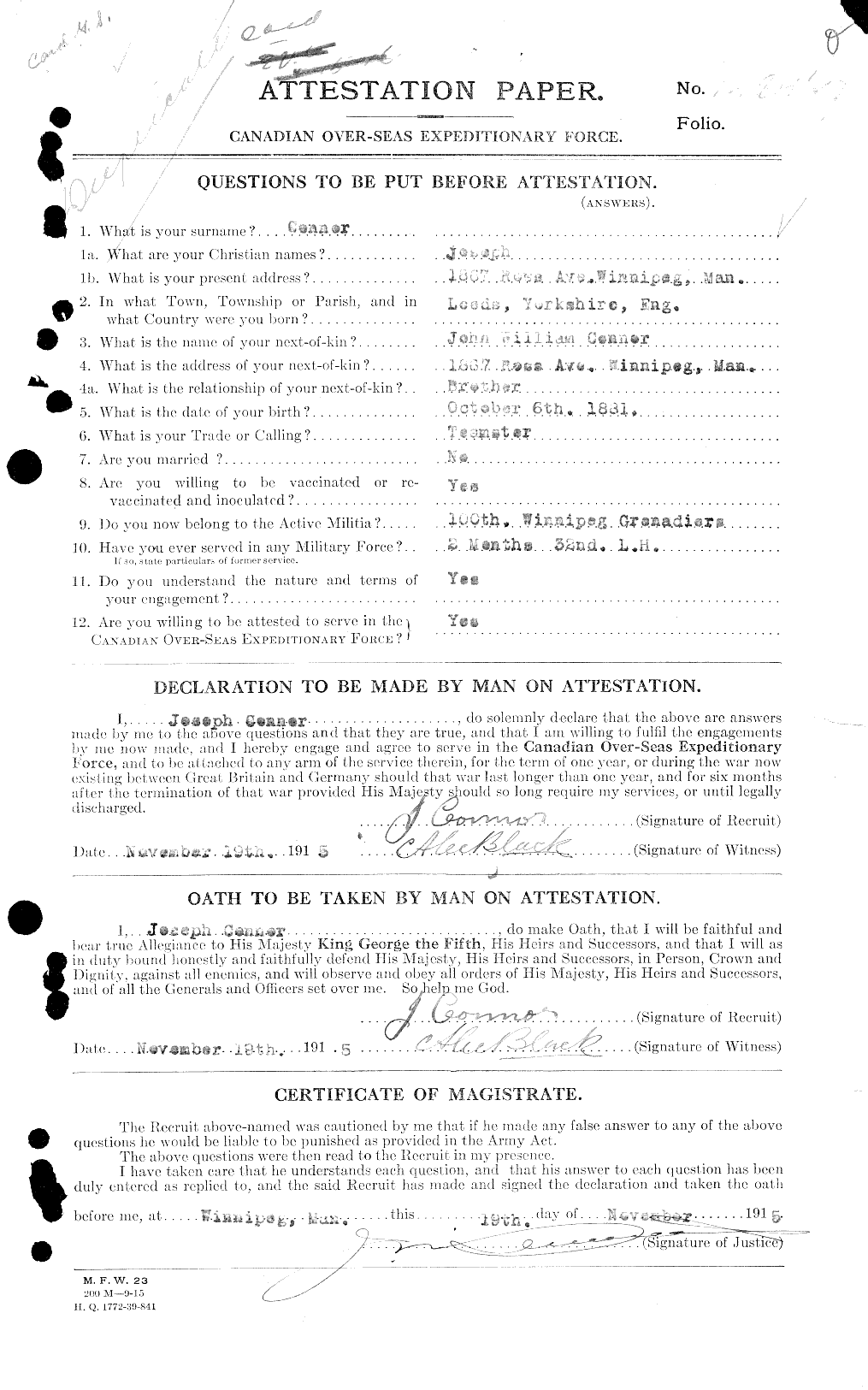 Soldiers of the First World War – CEF 038361a