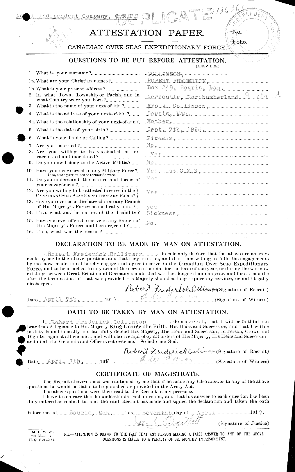 Soldiers of the First World War – CEF 042332a