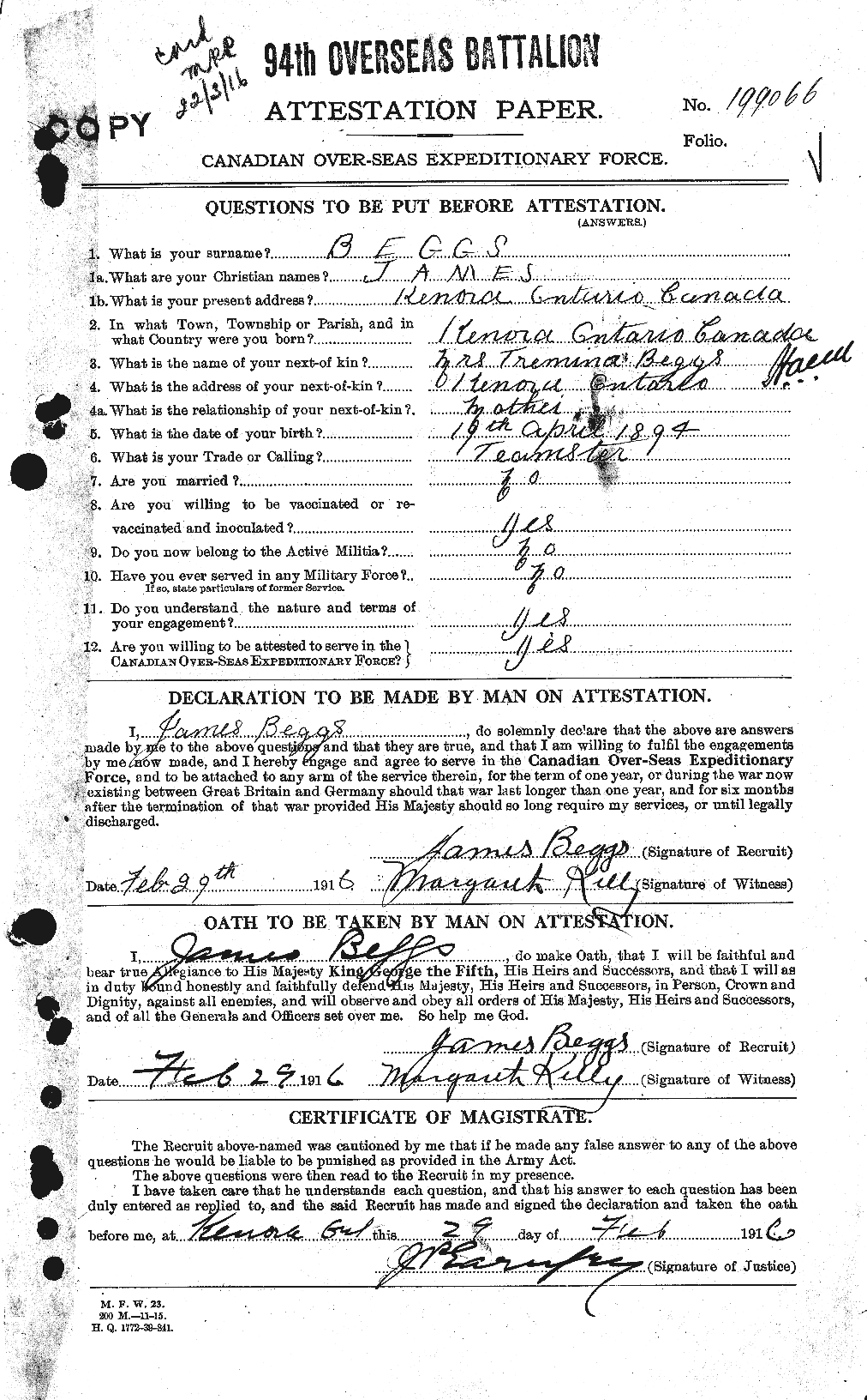 Soldiers of the First World War – CEF 232383a