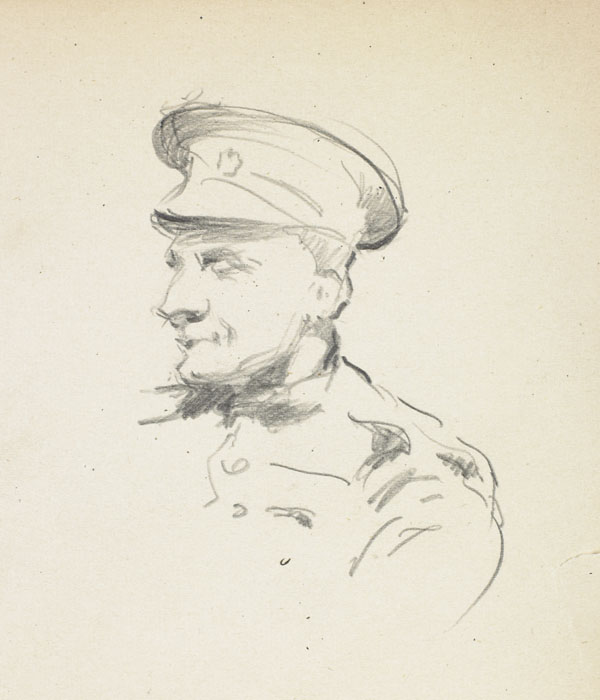Profile of a soldier in uniform