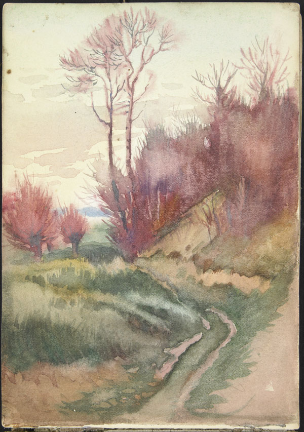 Landscape with rural road and trees, Somme
