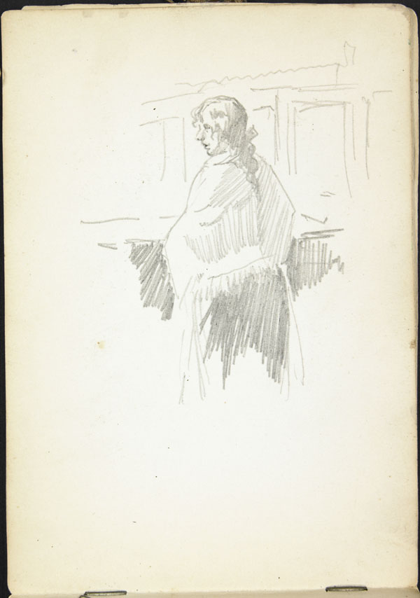 Femme aux cheveux tressés portant un châle, Somme