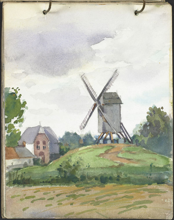Paysage avec un moulin à vent