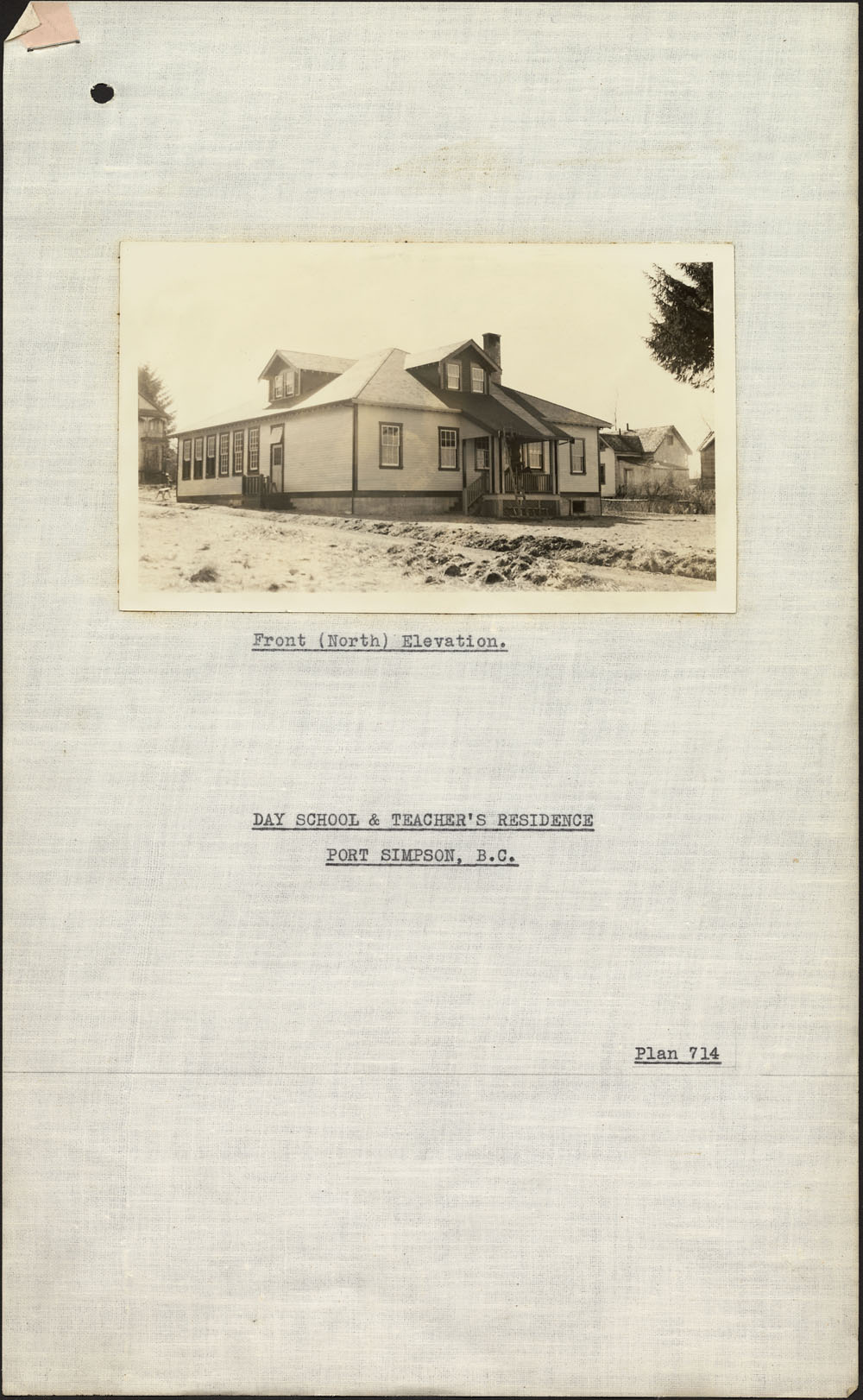 Port Simpson Indian Day School and teachers' residence, 1939